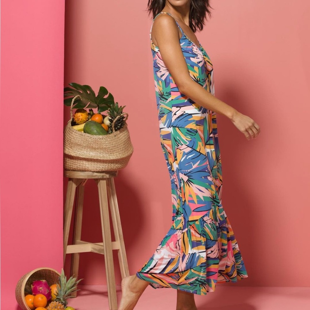 Hermoza Isabelle Ruffle Maxi Dress in Las Palmas